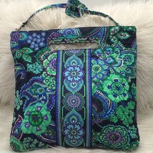 Vera Bradley Green/Navy Floral Print Shoulder/Clutch Bag